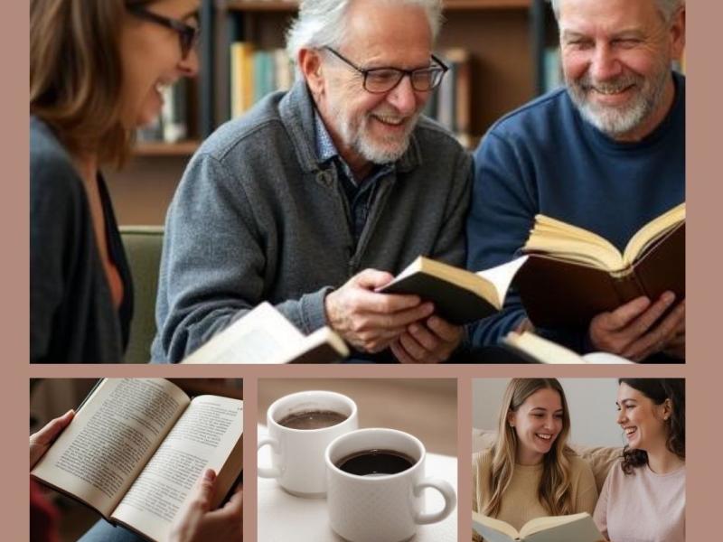 Glade mennesker som læser sammen